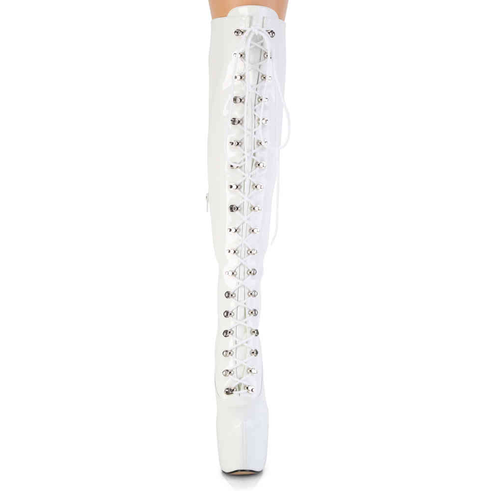 Pleaser - JUBILANT-3012 Plateau overknee Laarzen - Wit